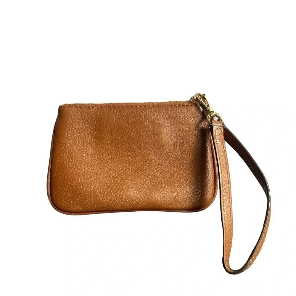 MICHAEL MICHAEL KORS Brown Pebbled Leather Wristlet